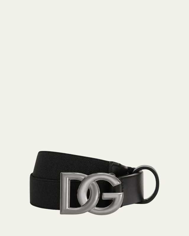 Kid's DG Buckle Calfskin Belt